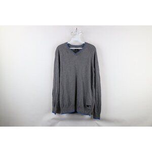 Vintage Oakley Mens Size Medium Tailored Fit O Logo Knit V-Neck Sweater Gray